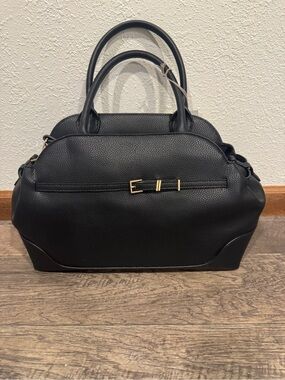 Classic Black Structured Tote Bag with Gold Accent NWT.